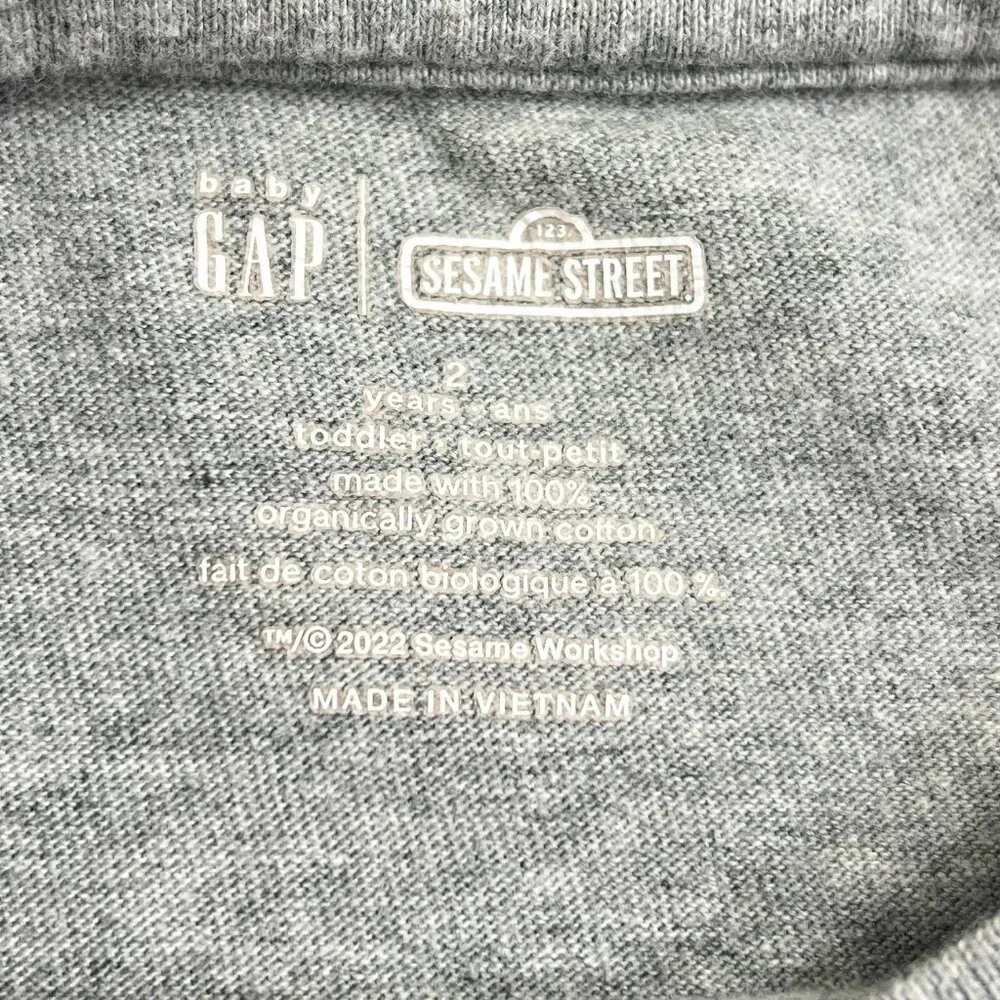 Baby Gap Sesame Street The Count Long Sleeve Graphic Tee 2T Grey - Picture 5 of 6